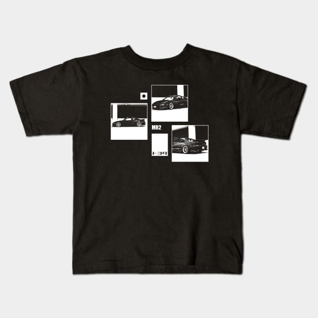 TOYOTA MR2 MK2 Black 'N White Archive (Black Version) Kids T-Shirt by Cero